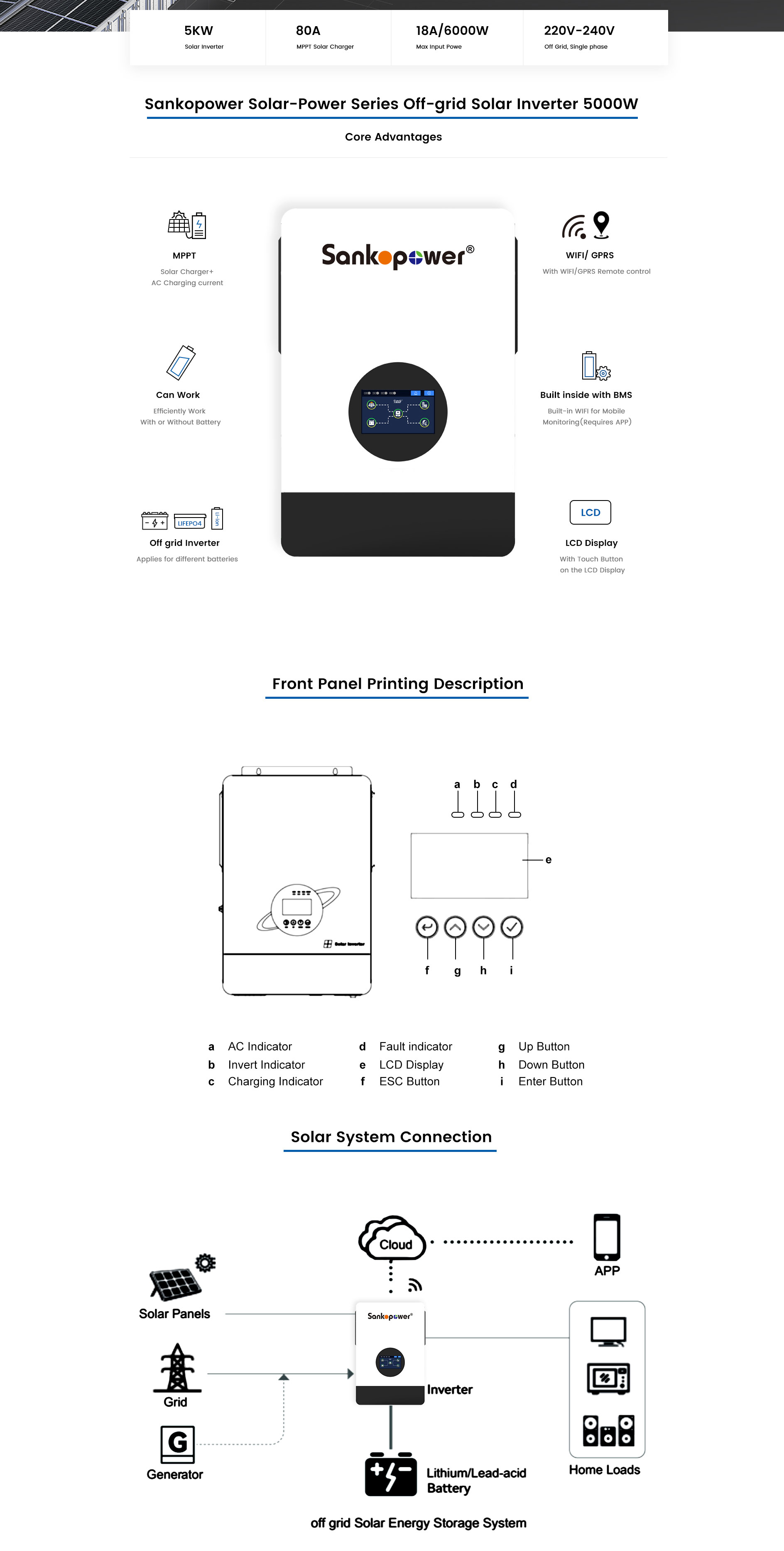 5Kw Off Grid MPPT Solar Inverter-Solar Power